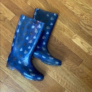 Toms Rainboots Dark Blue Raindrop design